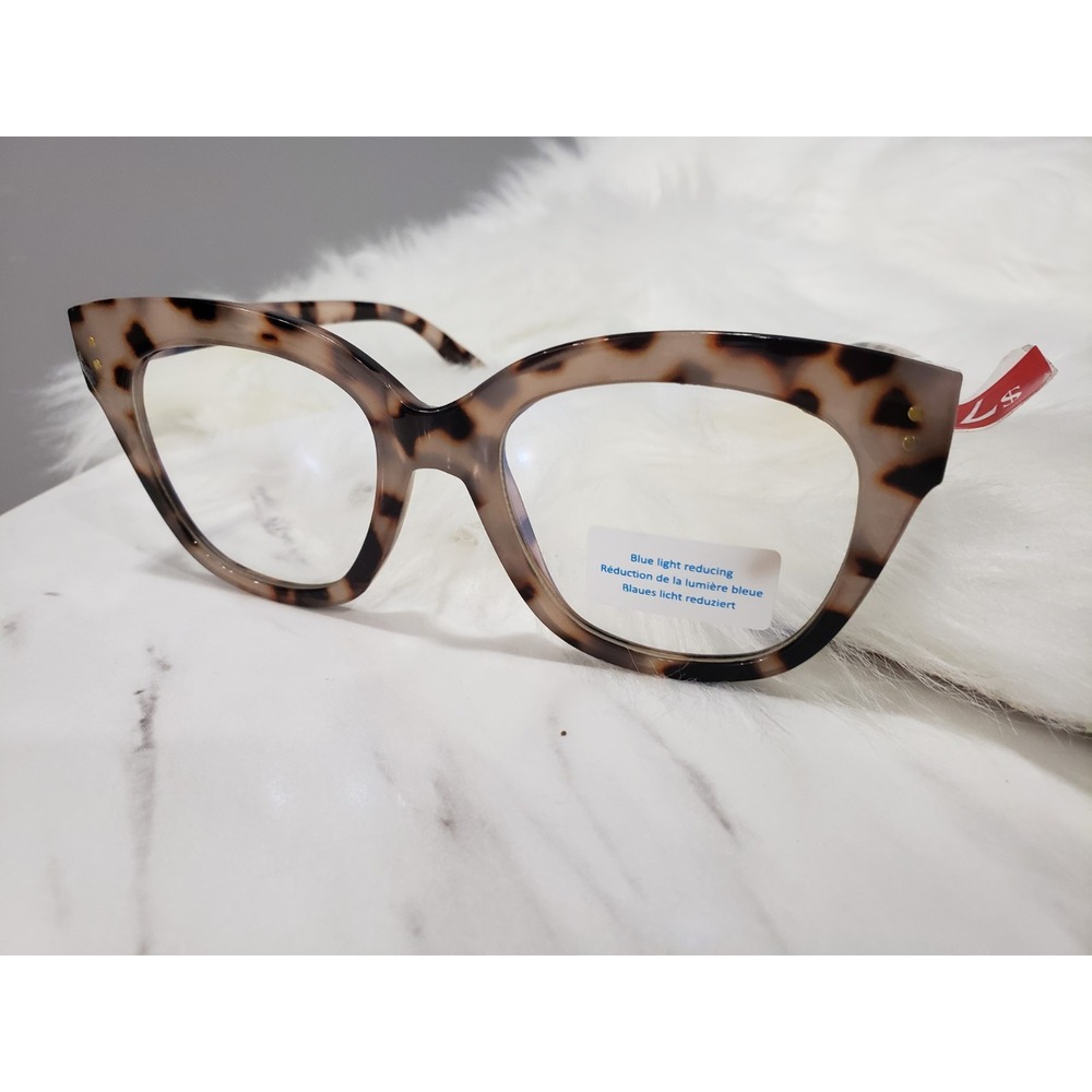 Icing Tortoise Shell Blue Light Filtering Wide Brim Square Glasses Brown NEW